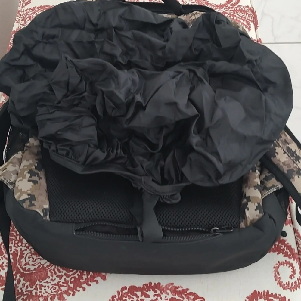 OIWAS Large Hardshell Front Camouflage Backpack Used Once Black Tan Brown Hard
